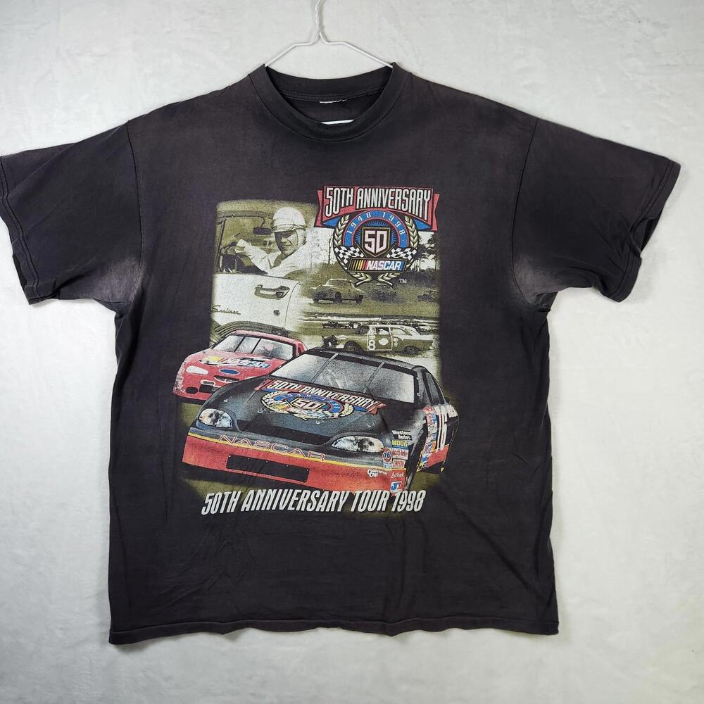 Vtg 1998 NASCAR 50th Anniversary Tour Tee XL Fade Distressed Winston Cup Racing